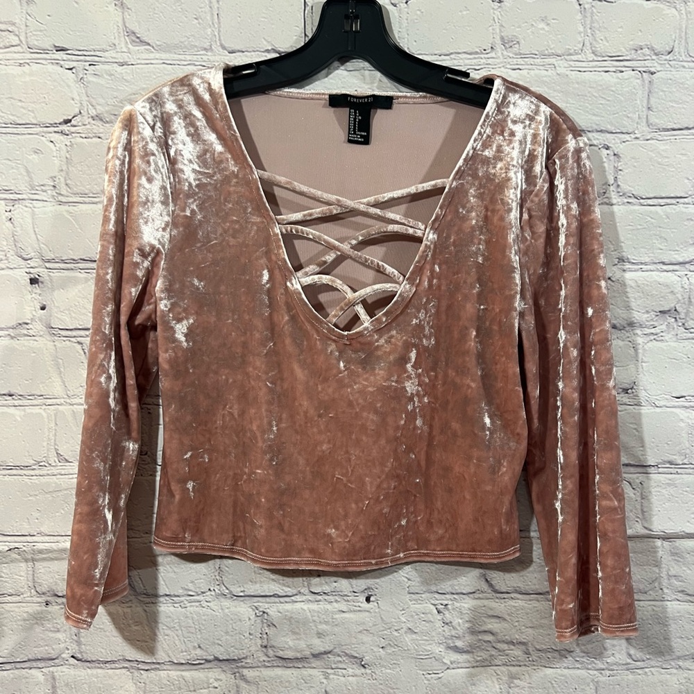 Forever 21 Faux Velvet Crop Top